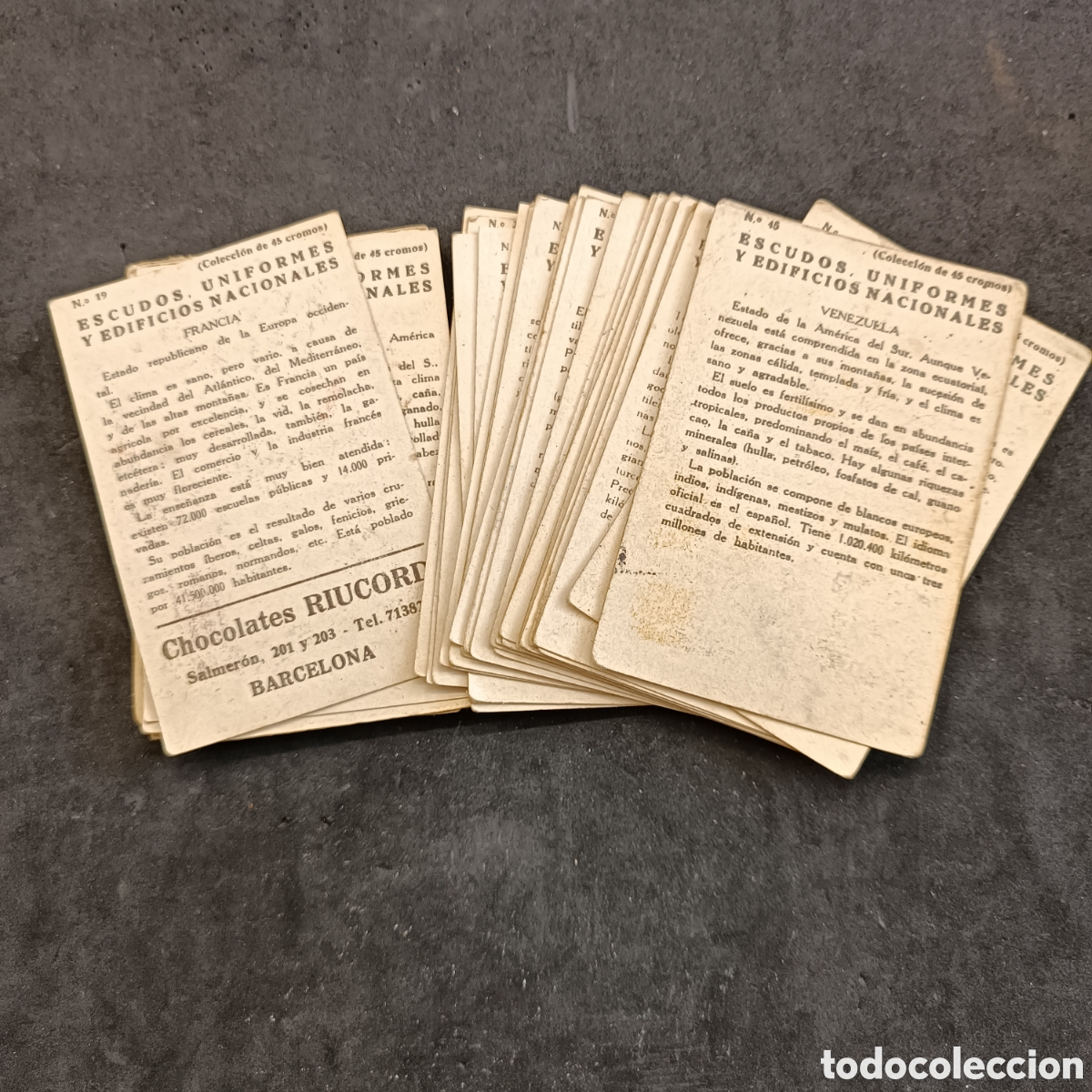 Coleccionismo cromos antiguos: Completa 45 cromos, escudos uniformes y edificios nacionales, Riucord - Foto 5