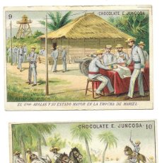 Coleccionismo Cromos antiguos: CROMOS DE LA GUERRA DE CUBA. ”CHOCOLATES JUNCOSA” Nº 9 Y 10. Lote 395806649