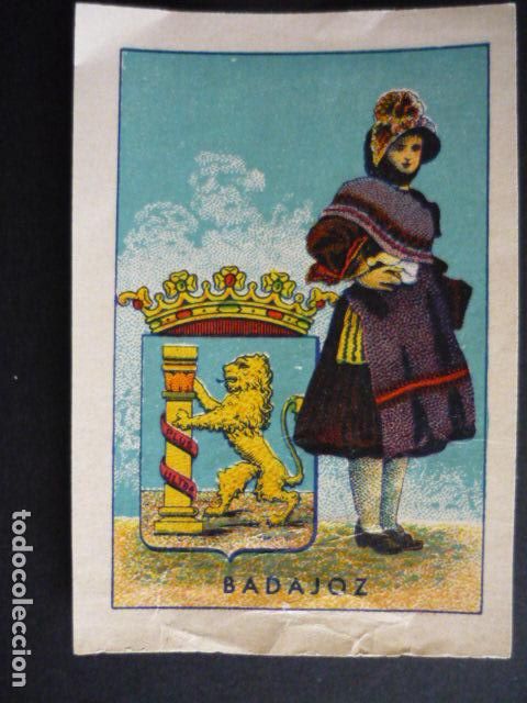 Sammeln alte Sammelbilder: BADAJOZ TIPOS Y ESCUDO DE LA PROVINCIA ANTIGUO CROMO A&Ntilde;OS 30