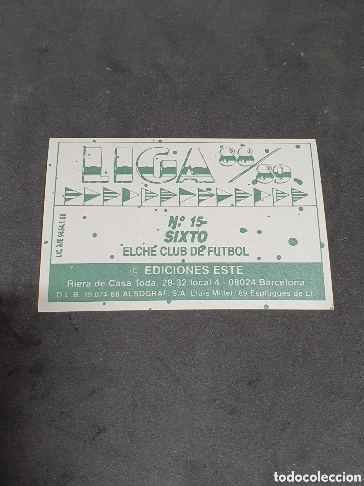 Coleccionismo cromos antiguos: Error Sixto del elche n&deg; 15 error de impresi&oacute;n en la trasera - Foto 1