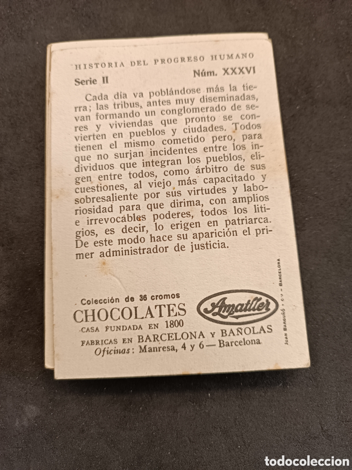 Coleccionismo cromos antiguos: Completa, historia del progreso humano, amatller, 36 cromos - Foto 6