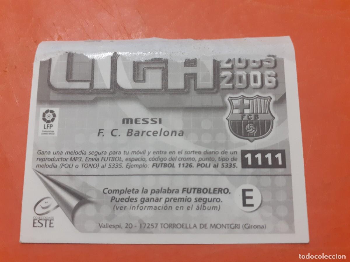 Coleccionismo cromos antiguos: Cromo Messi despegado en ventanilla 2005/06 - Foto 2