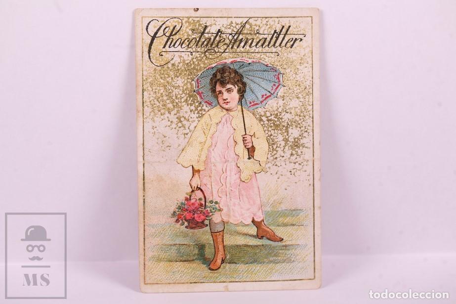 Colecionismo Cromos antigos: Antiguo Cromo Chocolate de Amatller - Dama de Epoca - S Martin de Provensals - Cafes y T&eacute;s Barcelona