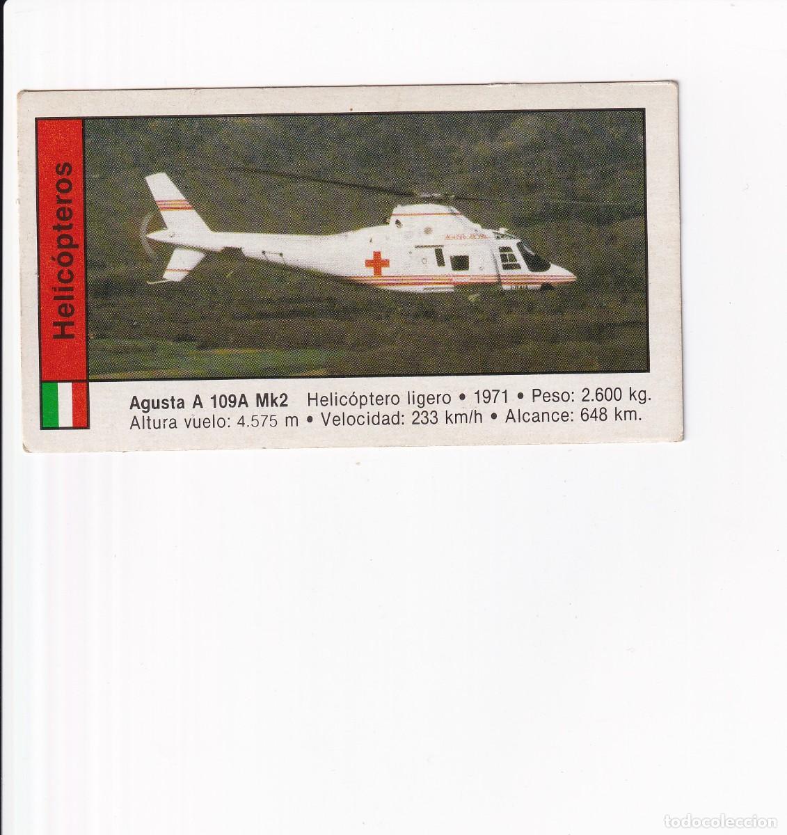 Coleccionismo cromos antiguos: HELICOPTEROS : NUMERO 155 .- AGUSTA A 109A MK2 - Foto 1
