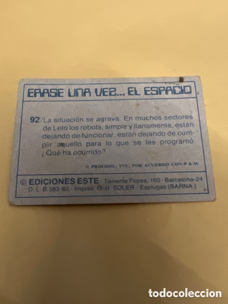 Coleccionismo cromos antiguos: T1/E2/196. CROMO &Eacute;RASE UNA VEZ EL ESPACIO 92 - Foto 2