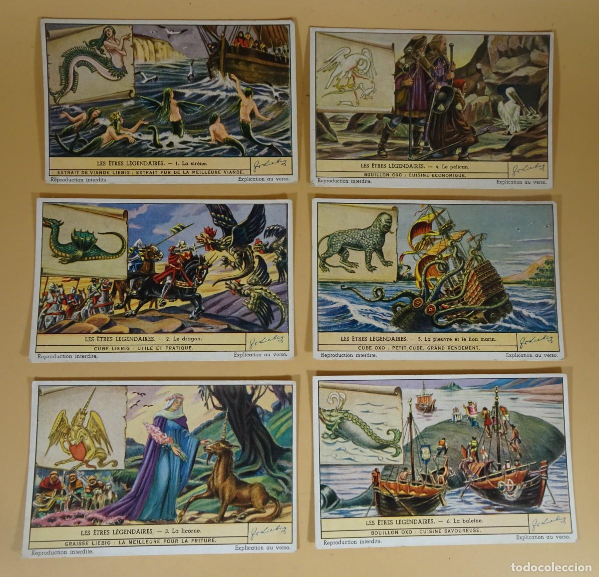 Sammeln alte Sammelbilder: ANTIGUOS CROMOS LIEBIG SERIE DE 6, LES &Egrave;TRES LEGENDARIES, SERES LEGENDARIOS, VER FOTOS