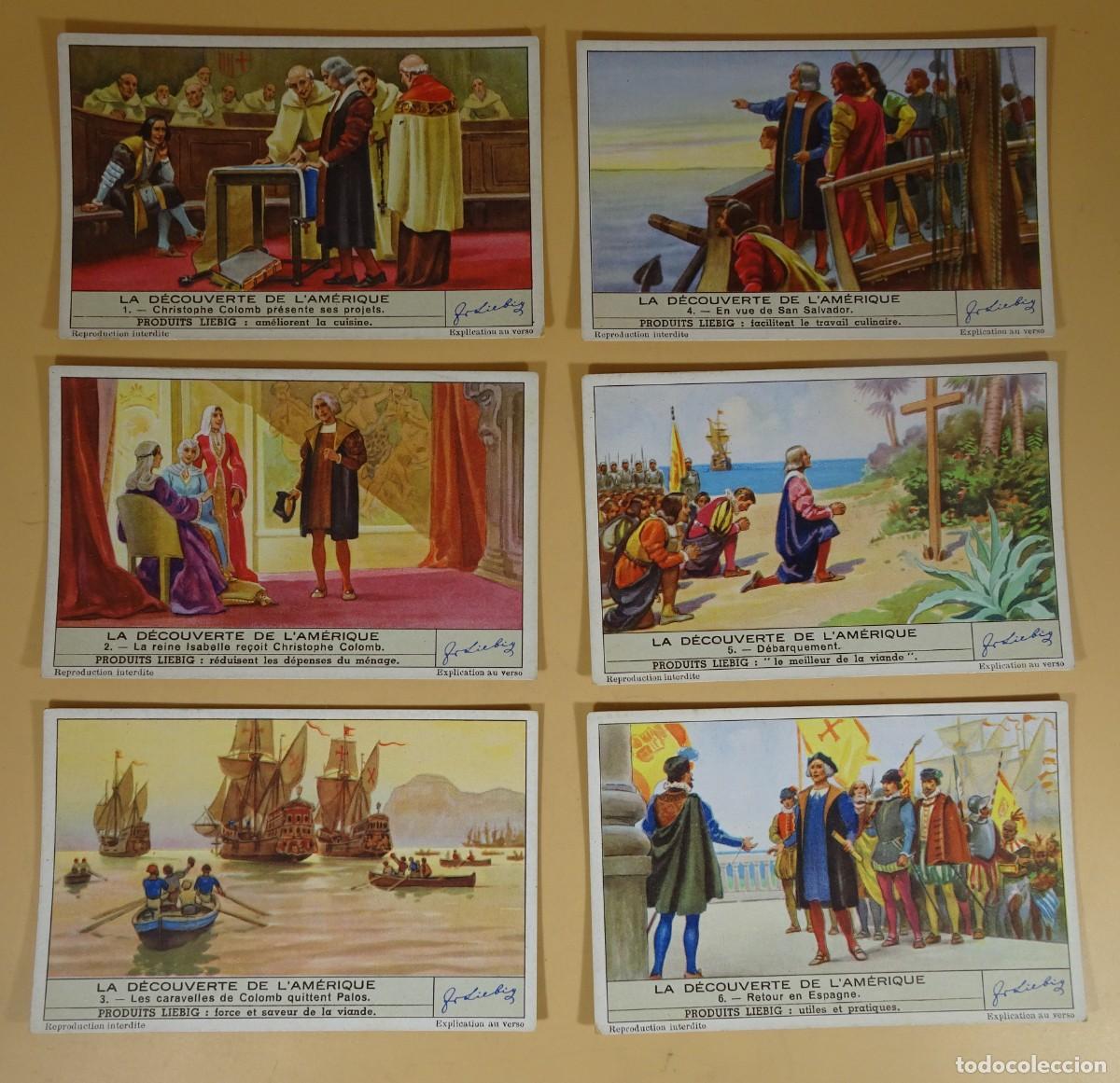 Sammeln alte Sammelbilder: ANTIGUOS CROMOS LIEBIG SERIE x6, LA DECOUVERTE DE L&acute;AM&Eacute;RIQUE, EL DESCUBRIMIENTO DE AM&Eacute;RICA,VER FOTOS