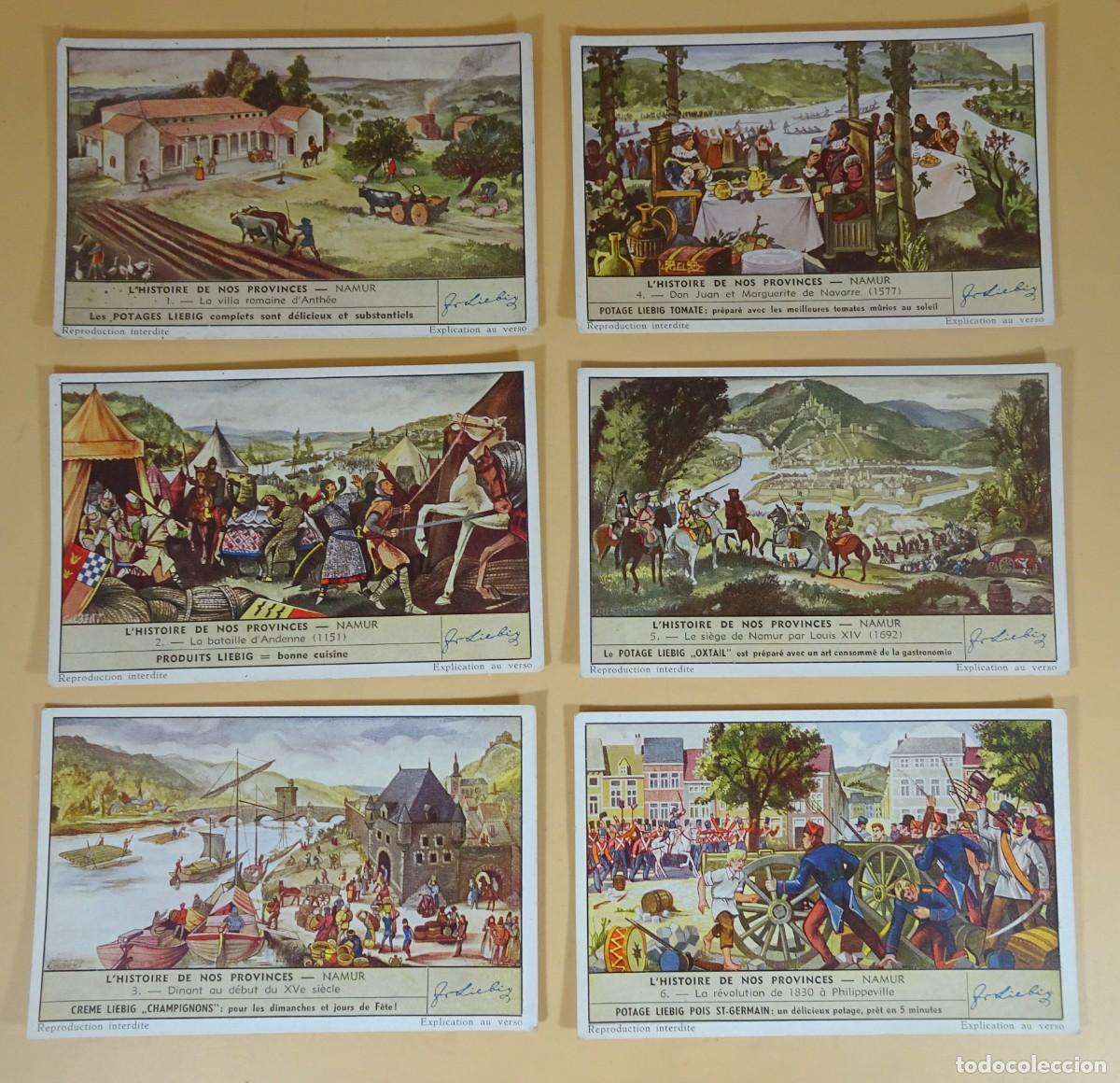 Sammeln alte Sammelbilder: ANTIGUOS CROMOS LIEBIG SERIE x6, L&acute;HISTOIRE DE NOS PROVINCES, NAMUR ,VER FOTOS