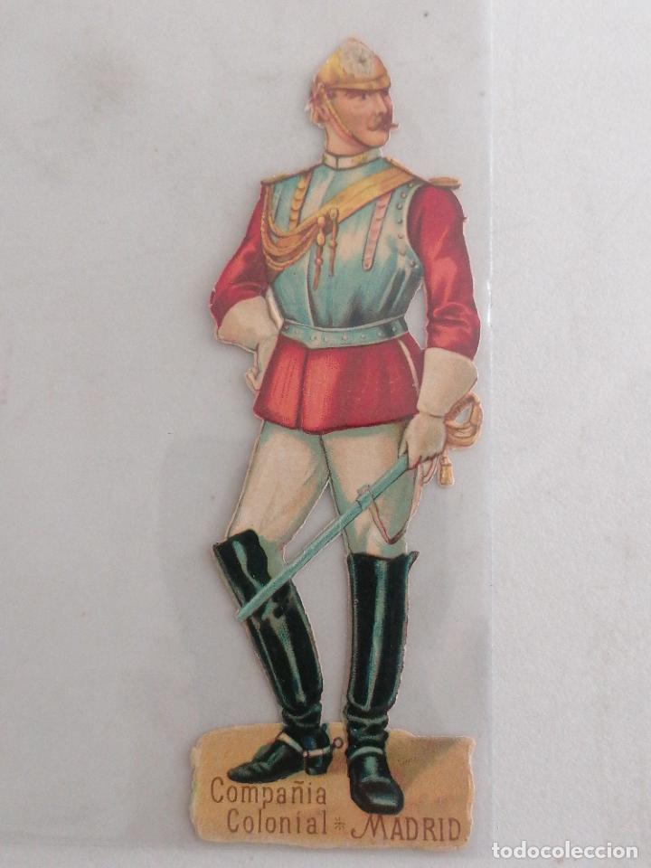Coleccionismo Cromos antiguos: CROMO TROQUELADO, MILITAR CON SABLE, COMPA&Ntilde;IA COLONIAL, CHOCOLATES Y CAFES, MADRID, A&Ntilde;OS 20