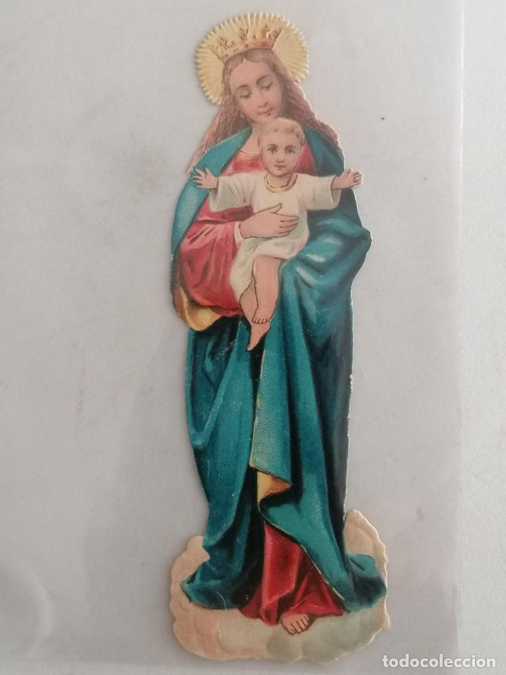 Coleccionismo cromos antiguos: CROMO TROQUELADO, VIRGEN CON EL NI&Ntilde;O JESUS, COMPA&Ntilde;IA COLONIAL, CHOCOLATES Y CAFES