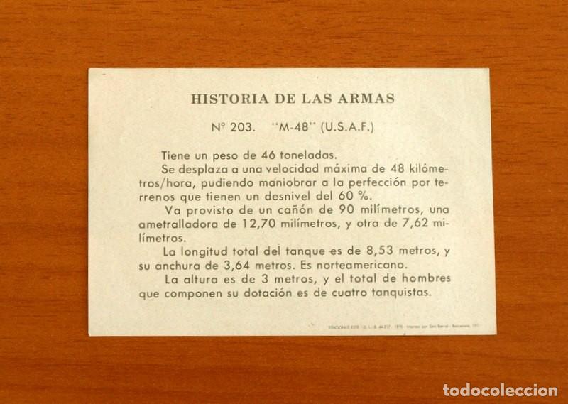Coleccionismo cromos antiguos: Historia de las armas - N&ordm; 203 M 48 - Ediciones Este A&ntilde;o 1971 - Nunca pegado - Foto 2