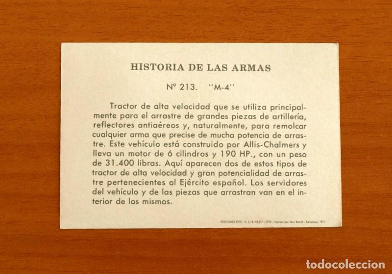 Coleccionismo cromos antiguos: Historia de las armas - N&ordm; 213 M 4 - Ediciones Este A&ntilde;o 1971 - Nunca pegado - Foto 2