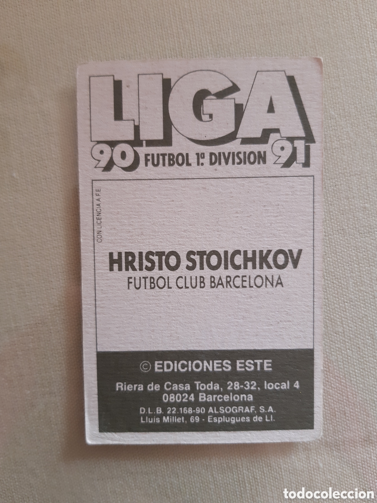 Coleccionismo cromos antiguos: Cromo Stoichkov Ediciones Este 90 91 Barcelona - Foto 2
