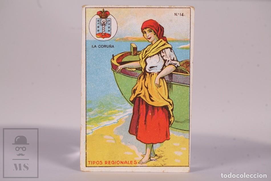 Colecionismo Cromos antigos: Antiguo Cromo - Chocolates Guill&eacute;n N&ordm; 14 Barcelona - Tipos Regionales - La Coru&ntilde;a