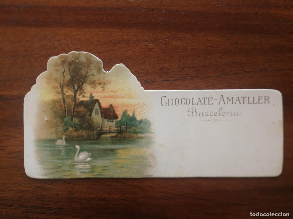 Coleccionismo cromos antiguos: ANTIGUO CROMO DE CHOCOLATE AMATLLER DE BARCELONA - TIPO PUNTO DE LIBRO ( 11,90 cm x 5,8 cm ) CISNES