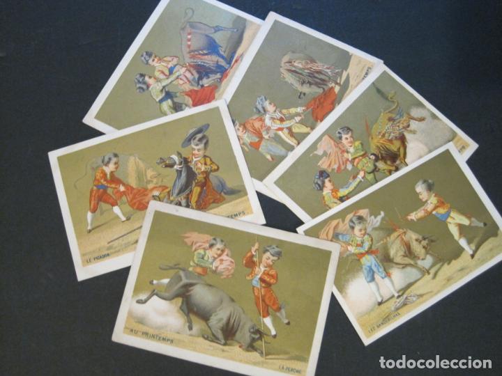 Coleccionismo Cromos antiguos: UNA CORRIDA DE TOROS-COLECCION DE 6 CROMOS ANTIGUOS-VER FOTOS-(K-9875)