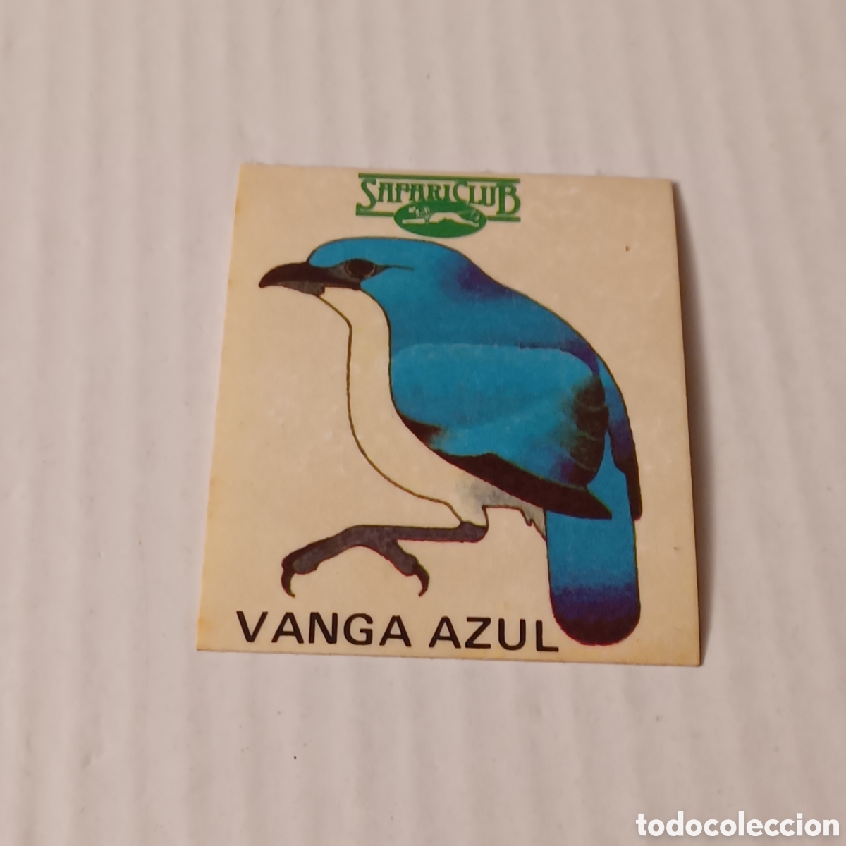 Coleccionismo Cromos antiguos: Cromo adhesivo a&ntilde;os 80 Club Safari LA Gran Quiniela del mundo animal Vanga Azul