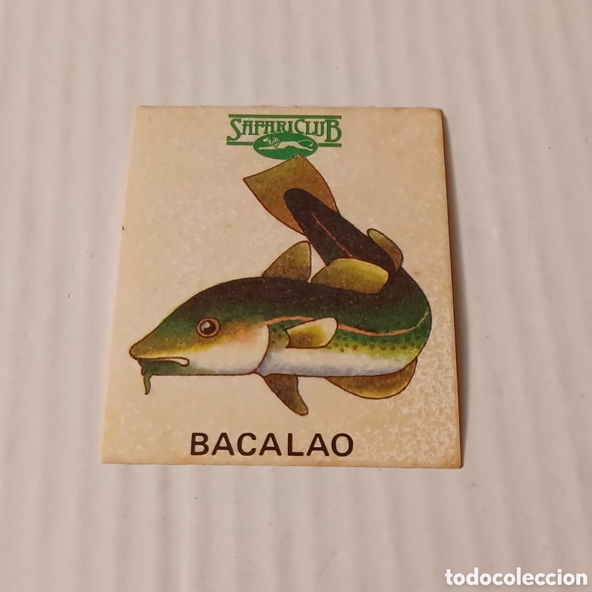 Coleccionismo Cromos antiguos: Cromo adhesivo a&ntilde;os 80 Club Safari LA Gran Quiniela del mundo animal Bacalao