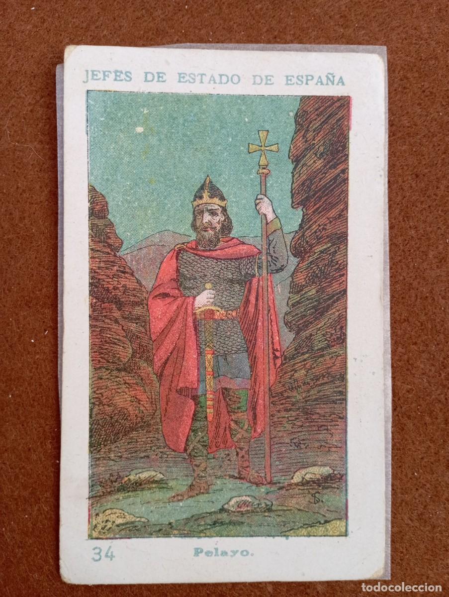 Collectionnisme Cartes &agrave; collectionner anciennes: cromo n&uacute;mero 34 Pelayo de los reyes de Espa&ntilde;a. chocolates amatller. 13x7 cm