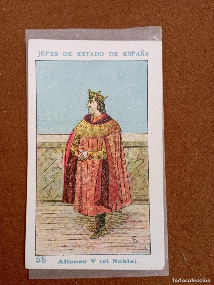 Collectable Antique Stickers: cromo n&uacute;mero 55 Alfonso V el noble de los reyes de Espa&ntilde;a. chocolates amatller. 13x7 cm
