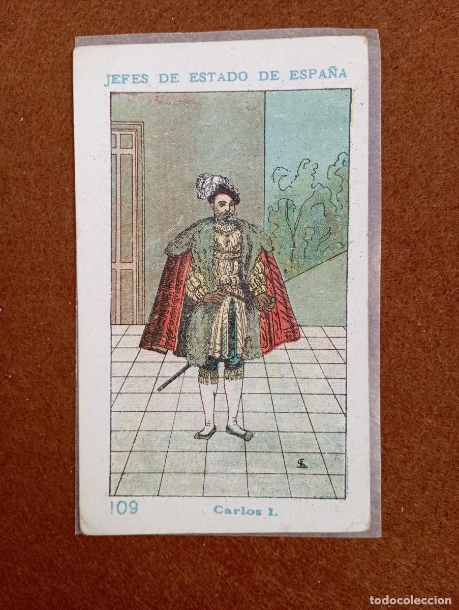 Collectable Antique Stickers: cromo n&uacute;mero 109 Carlos I de los reyes de Espa&ntilde;a. chocolates amatller. 13x7 cm