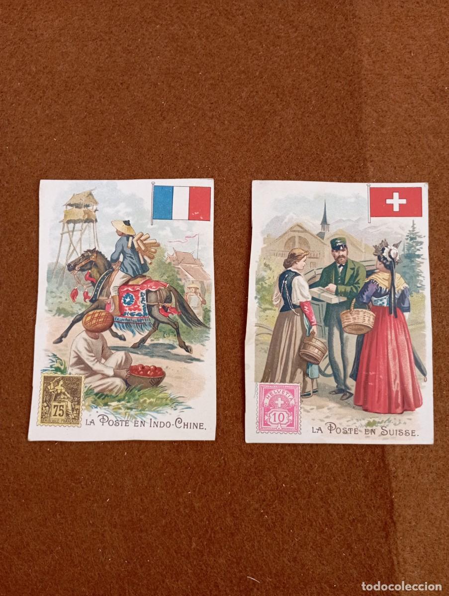 Sammeln alte Sammelbilder: lote 2 cromos chocolates serie correos Indochina y suiza. En franc&eacute;s