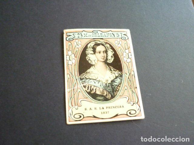 Coleccionismo cromos antiguos: M. DE ORLEANS PRINCESA CROMO CAJA DE CERILLAS SIGLO XIX