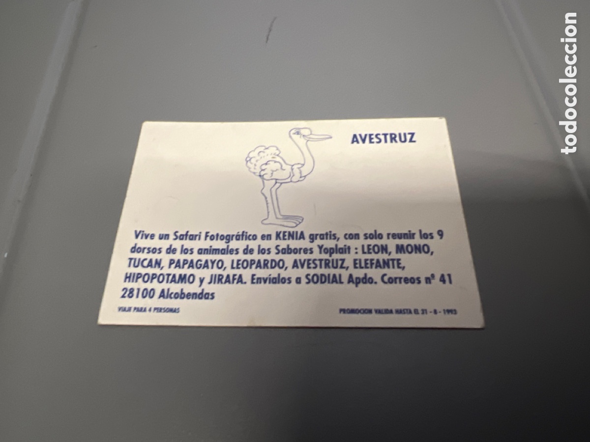 Coleccionismo cromos antiguos: T1/E2/976. CROMO YOPLAIT AVESTRUZ - Foto 2