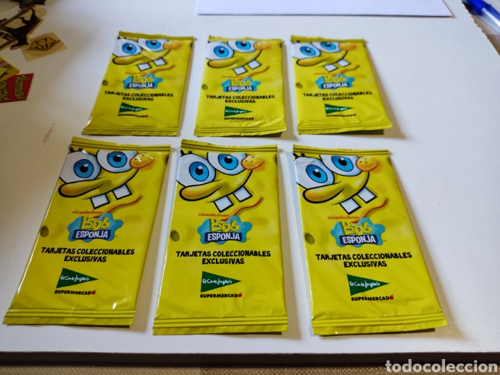 Coleccionismo cromos antiguos: 6 Sobres Cromos Bob esponja tarjetas - Foto 1