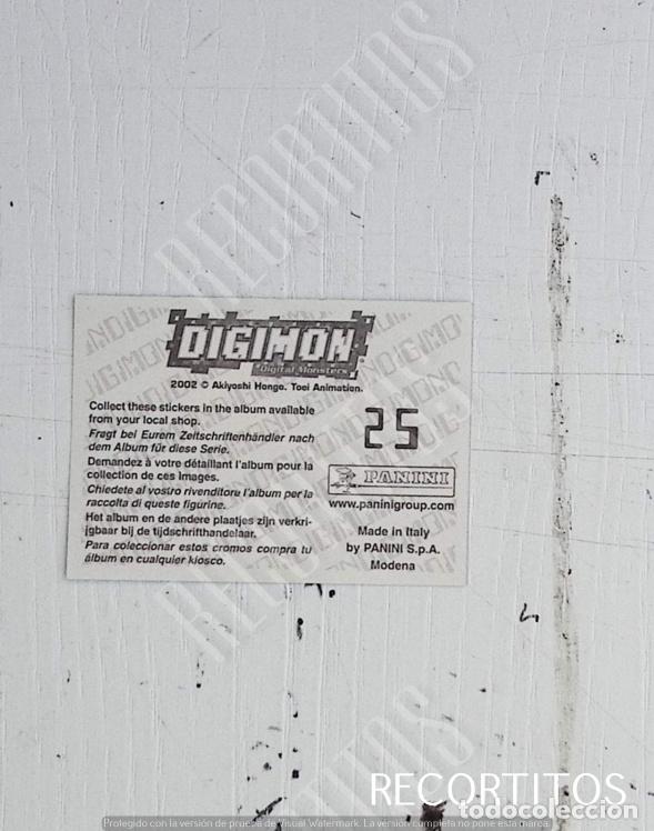 Coleccionismo cromos antiguos: DIGIMON 3 PANINI CROMO N 25 - Foto 2