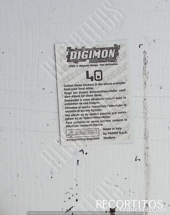 Coleccionismo cromos antiguos: DIGIMON 3 PANINI CROMO N 40 - Foto 2
