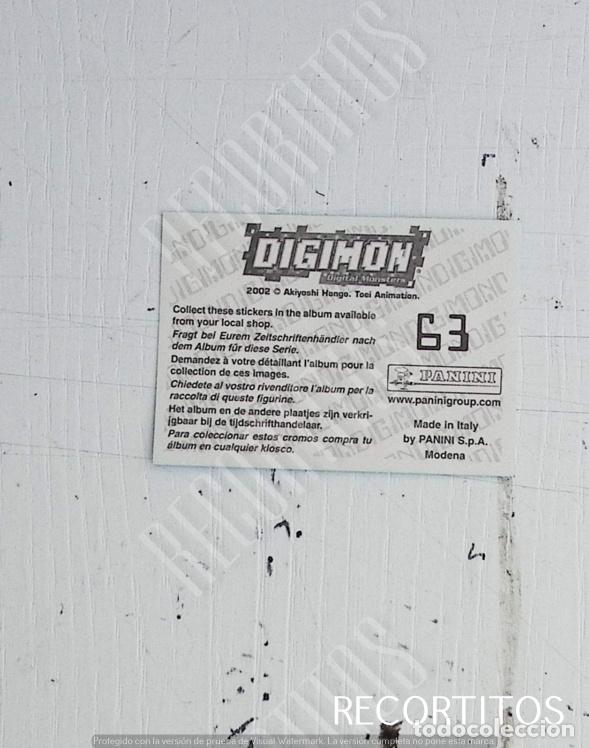 Coleccionismo cromos antiguos: DIGIMON 3 PANINI CROMO N 63 - Foto 2