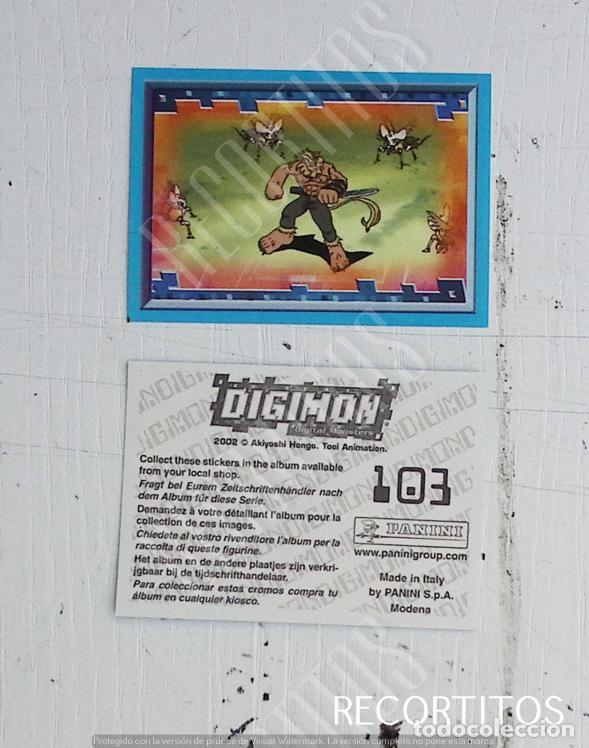 Coleccionismo cromos antiguos: DIGIMON 3 PANINI CROMO N 103 - Foto 1