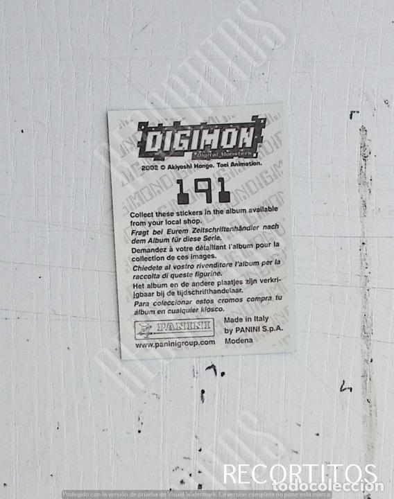 Coleccionismo cromos antiguos: DIGIMON 3 PANINI CROMO N 191 - Foto 2