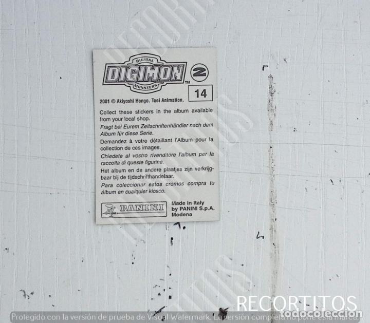Coleccionismo cromos antiguos: DIGIMON 2 PANINI CROMO N 14 - Foto 2
