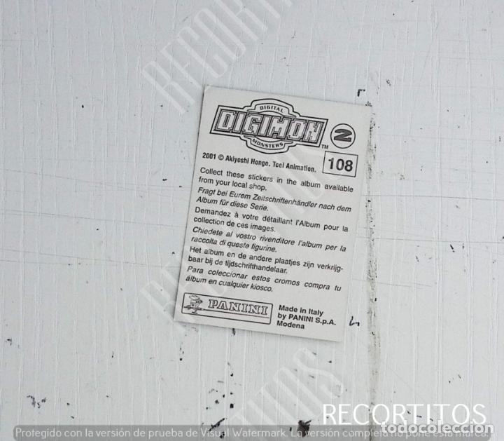 Coleccionismo cromos antiguos: DIGIMON 2 PANINI CROMO N 108 - Foto 2