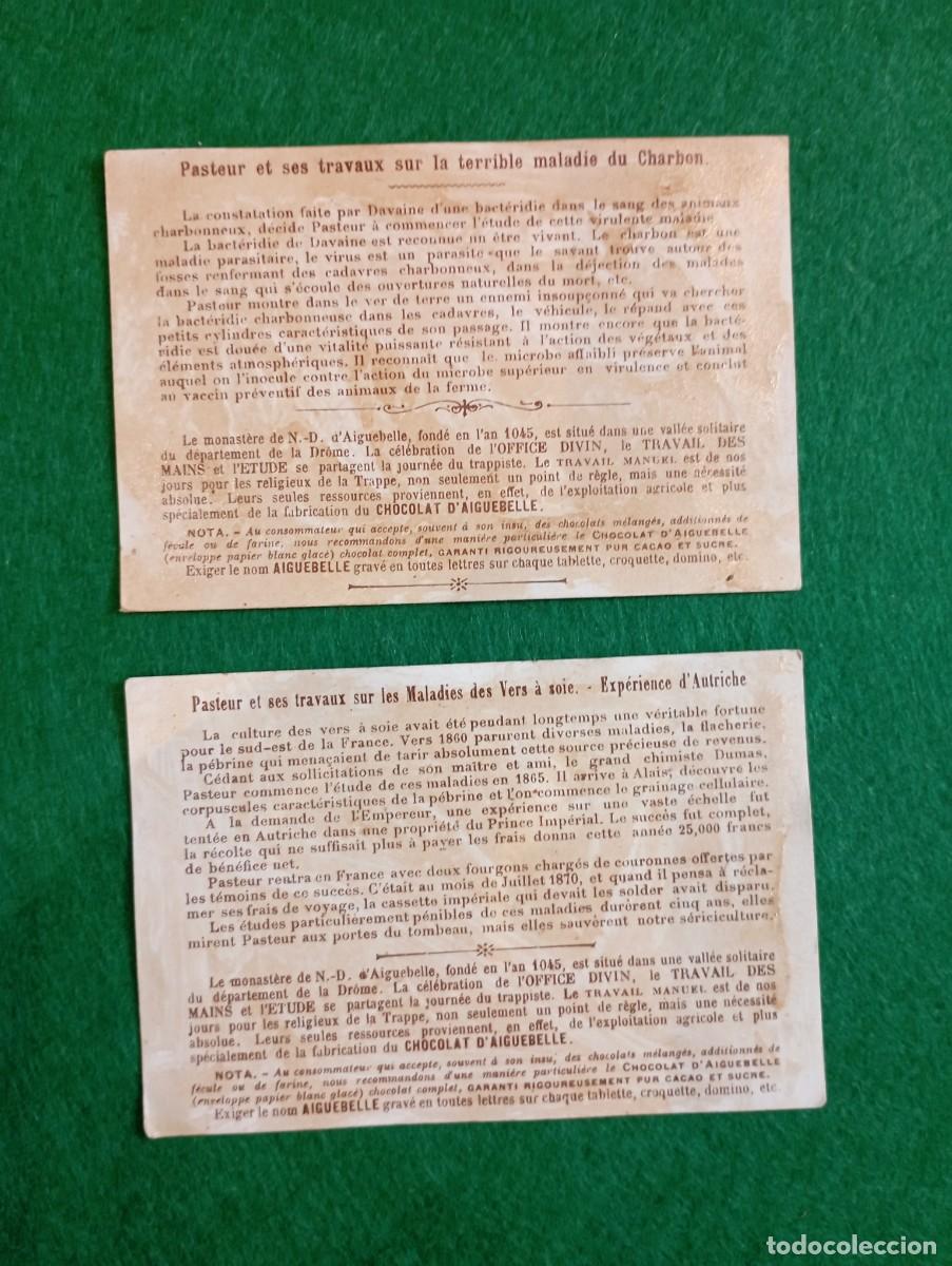 Coleccionismo cromos antiguos: Lote 2 cromos franceses chocolate D&acute;Aiguebelle Pasteur - Foto 2