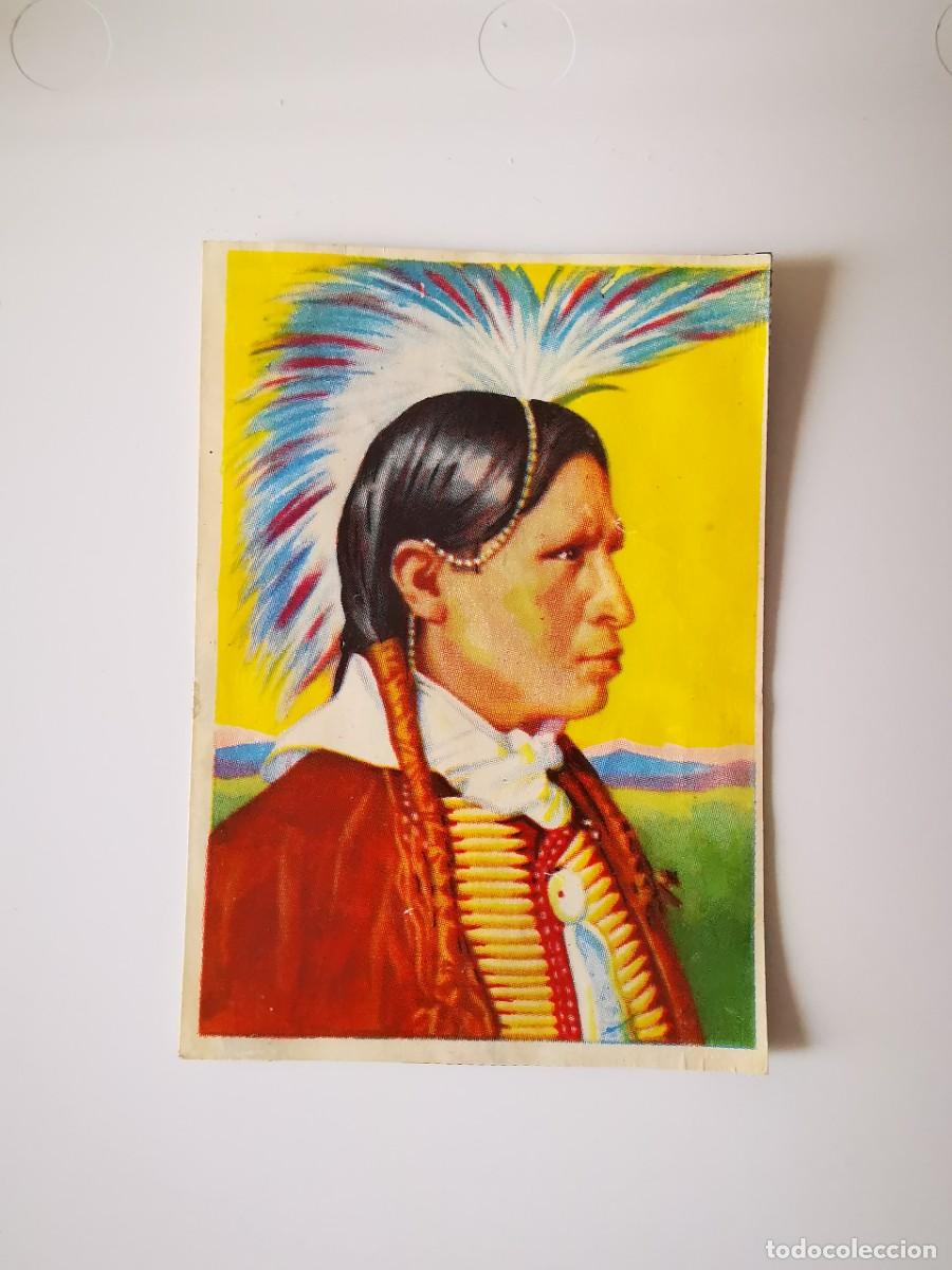Collectable Antique Stickers: CROMO ESMALTADO RECUPERADO ALBUM BRUGUERA COLECCION 128 RAZAS HUMANAS 93 CAUDILLO ARAPAHO