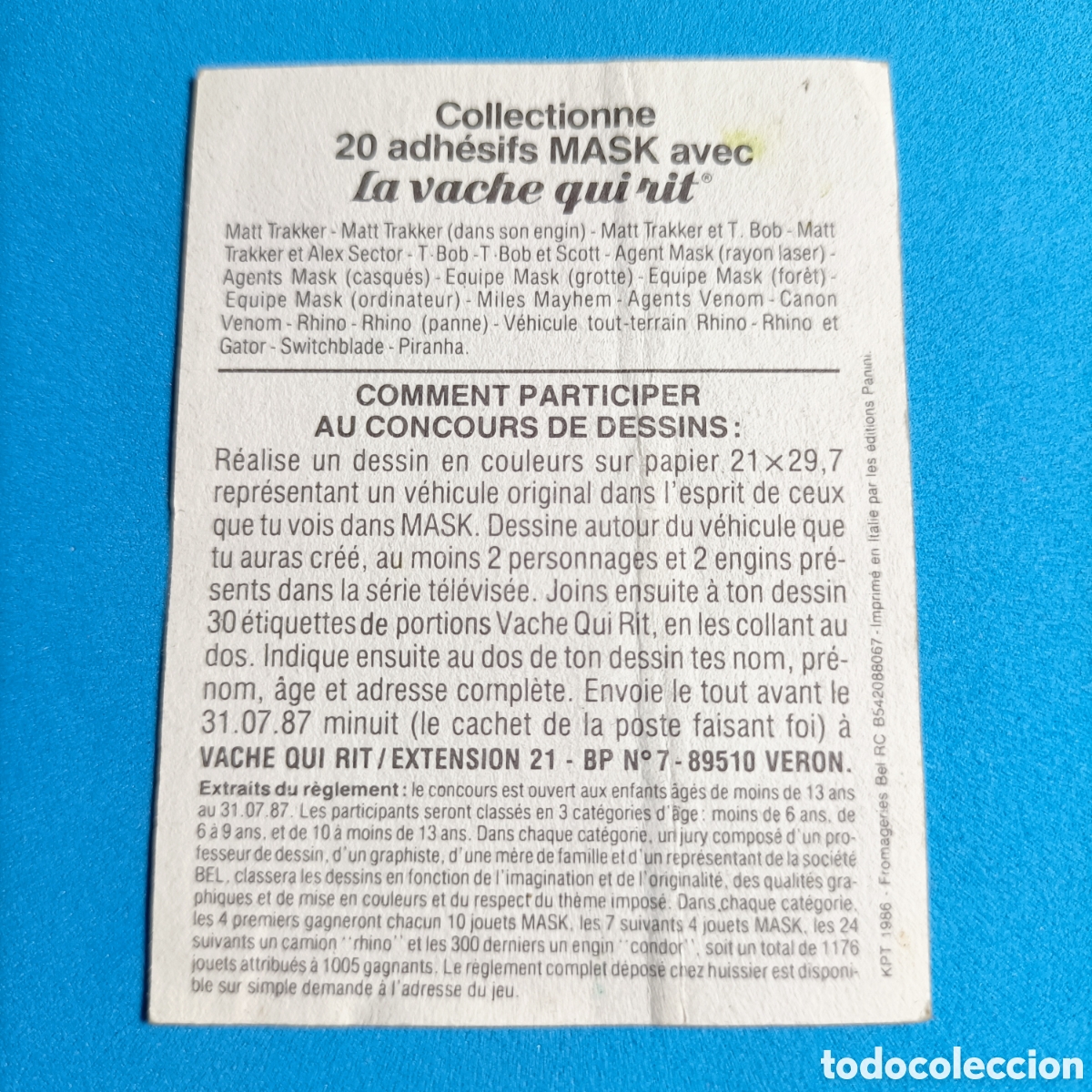 Coleccionismo cromos antiguos: Cromo MASK - La Cach&eacute; qui rit 1986 - Foto 2