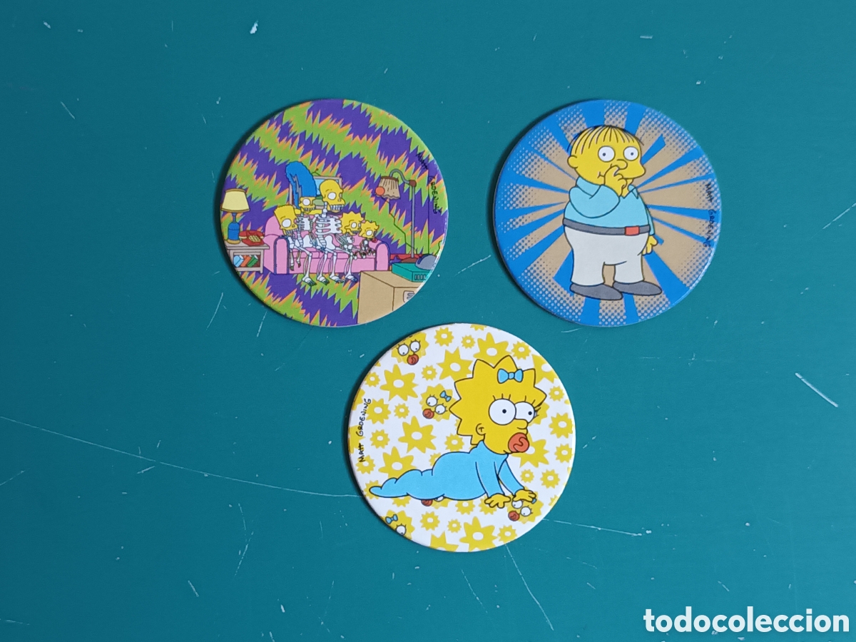 Coleccionismo cromos antiguos: 3 tazos Simpsons Magic Box Int N&deg; 3, 68, 89 - Foto 1