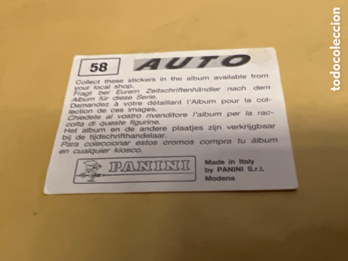 Coleccionismo cromos antiguos: T1/E2/A350. CROMO AUTO58 . PANINI - Foto 2