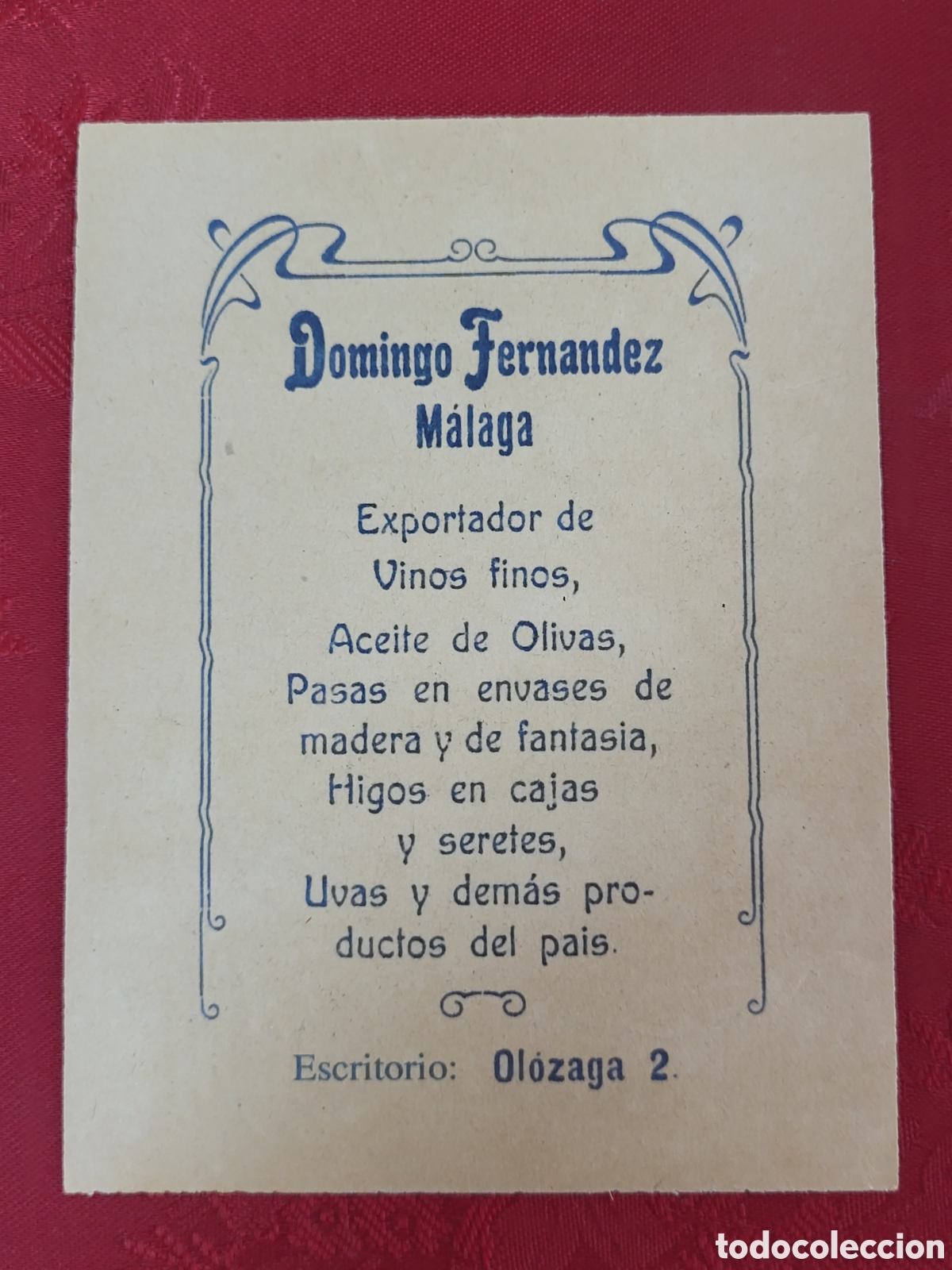 Collectionnisme Cartes &agrave; collectionner anciennes: CROMO CON PUBLICIDAD POR EL REVERSO FIRMA COMERCIAL DE MALAGA(DOMINGO FERNANDEZ)