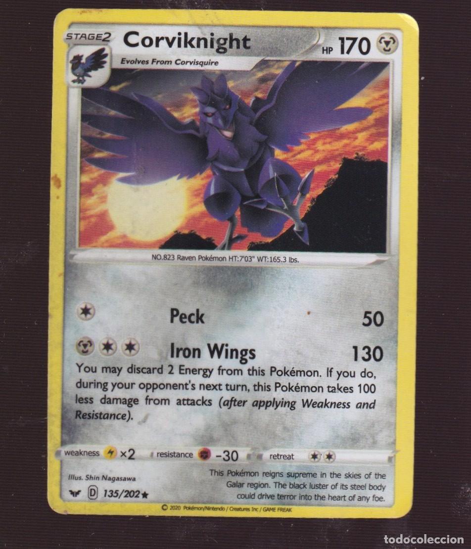 Coleccionismo cromos antiguos: CARTAS DE POK&Eacute;MON CORVIKNIGHT cv 170 DEL A&Ntilde;O 2020