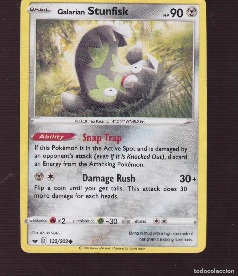 Coleccionismo cromos antiguos: CARTAS DE POK&Eacute;MON STUNFISK cv 90 DEL A&Ntilde;O 2020