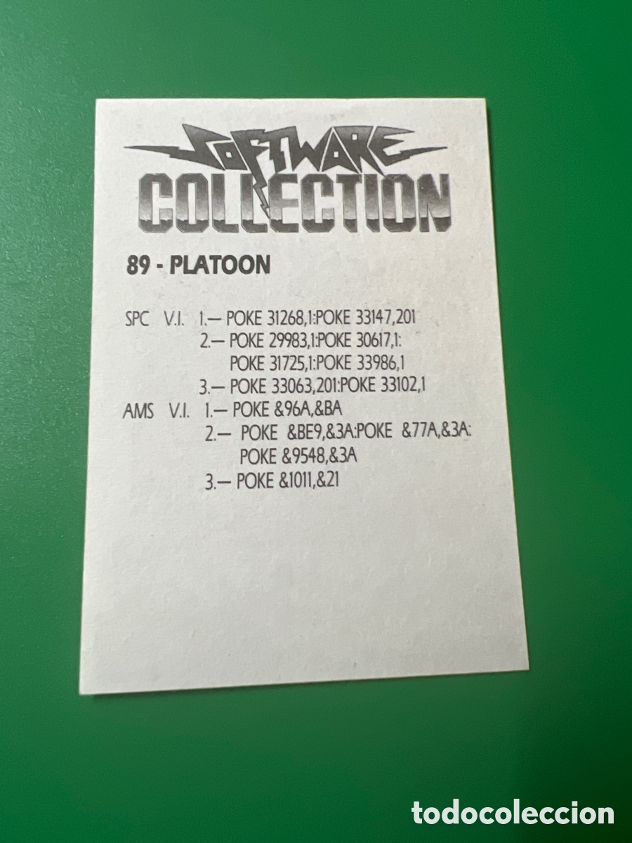 Coleccionismo cromos antiguos: C685. SOFTWARE COLLECTION 89 PLATOON - Foto 2