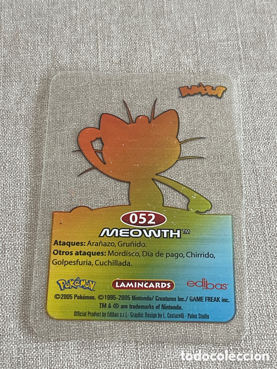 Coleccionismo cromos antiguos: Carta Pok&eacute;mon Meowth - Foto 2