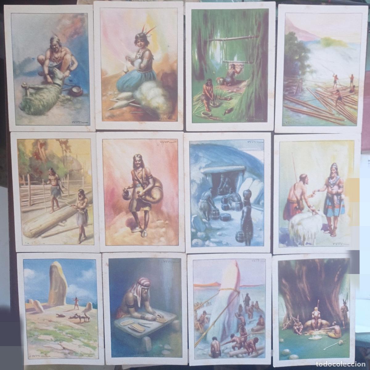 Coleccionismo cromos antiguos: 36 ANTIGUOS CROMOS DE HISTORIA DEL PROGRESO HUMANO CHOCOLATES AMATLLER - Foto 1