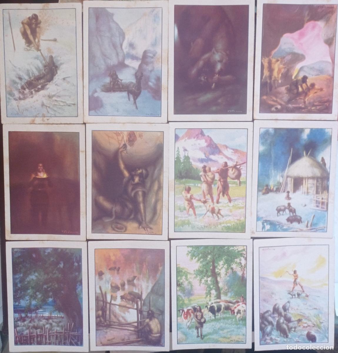 Coleccionismo cromos antiguos: 36 ANTIGUOS CROMOS DE HISTORIA DEL PROGRESO HUMANO CHOCOLATES AMATLLER - Foto 2