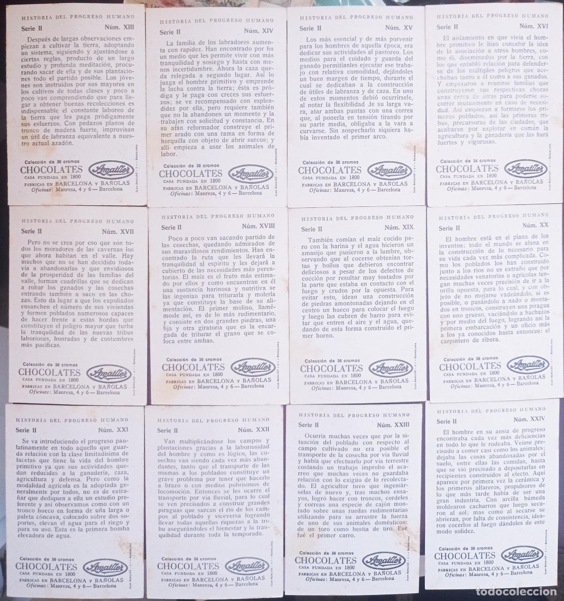 Coleccionismo cromos antiguos: 36 ANTIGUOS CROMOS DE HISTORIA DEL PROGRESO HUMANO CHOCOLATES AMATLLER - Foto 7