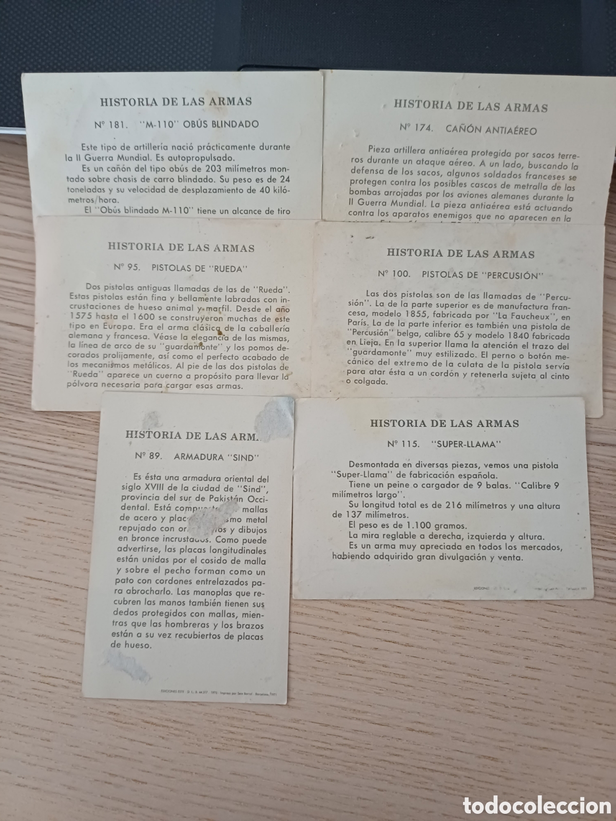 Coleccionismo cromos antiguos: 6 cromos historia de las armas, ediciones este, - Foto 2